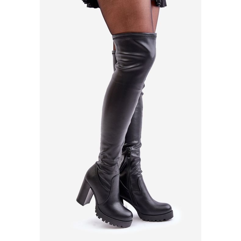 Over-the-knee boots med hög klack, Black Nelothiel svart 1