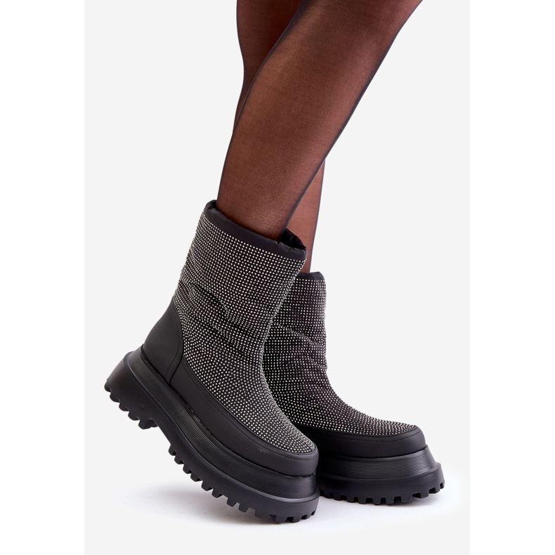 Svarta Avivina dekorerade snöstövlar med plattform och platt klack 1