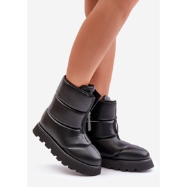 Eco Läder Black Platform Snow Boots Med Dragkedja Resisia svart 1