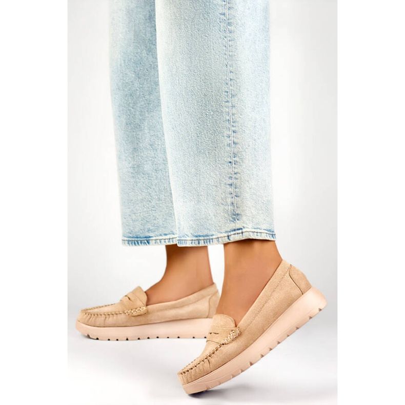 Dammockasiner med tjock sula, beige mocka 24-21338BE 2