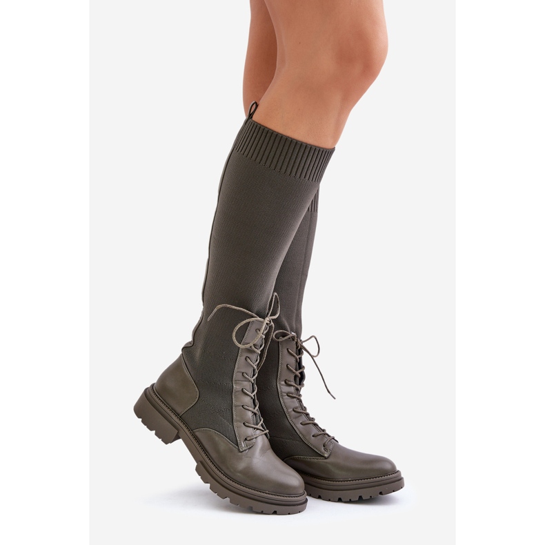 Slip-on stövlar med en strumpa ovandel, mörkgrön Iranel 1