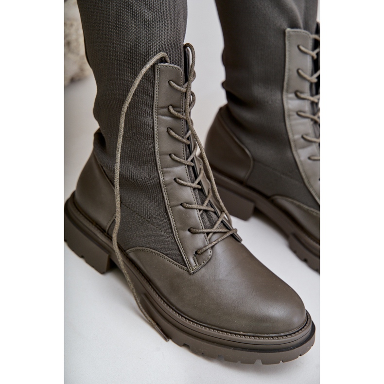 Slip-on stövlar med en strumpa ovandel, mörkgrön Iranel 2