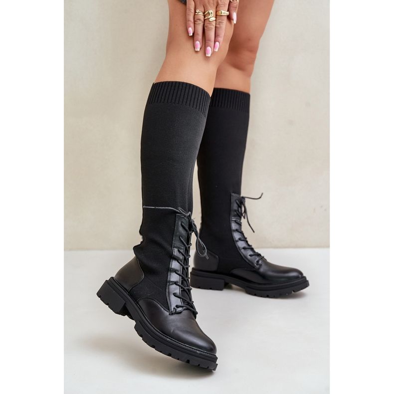 Svarta Iranel Slip-On Boots Med Strumpa Ovandel 2