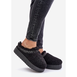 Svarta Mesirra Fårskinn Platform snöstövlar med päls 1