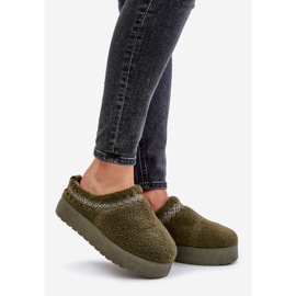 Plattformssnöskor med päls, fårskinnstyp, mörkgrön Mesirra 1