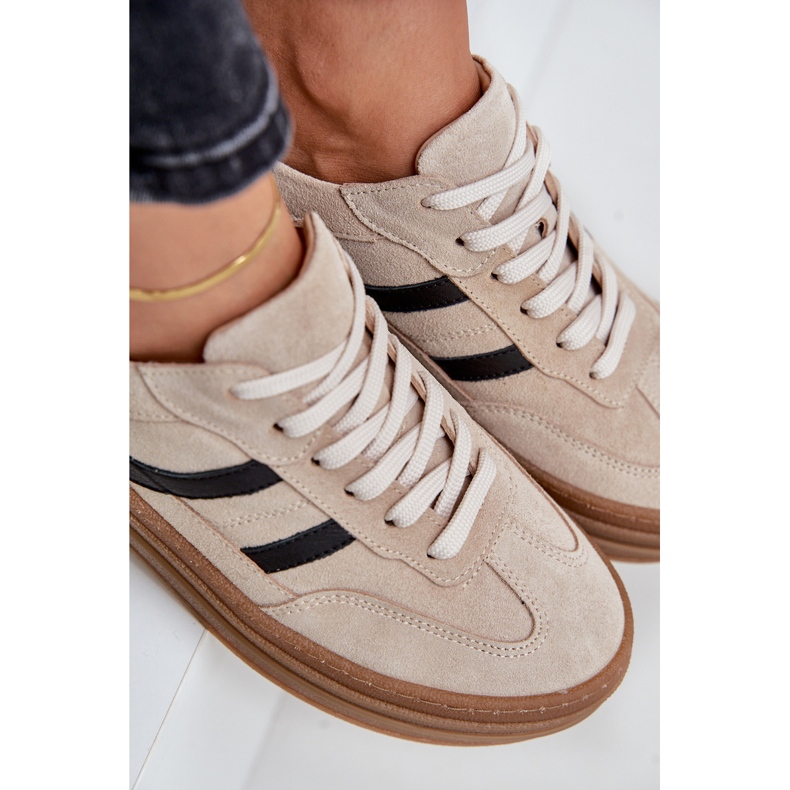 Zazoo N1176 Sneakers i mocka på plattformen, Beige 2