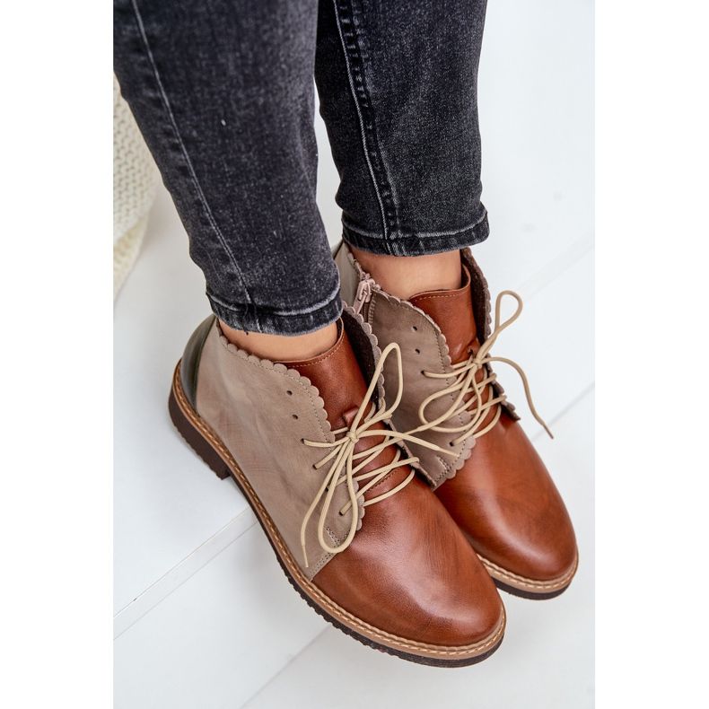 S.Barski Bruna Moreto-isolerade platta stövlar i läder 2