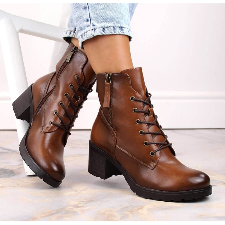 Potocki W WOL177B kamelstövlar med hög klack och plattform brun 2