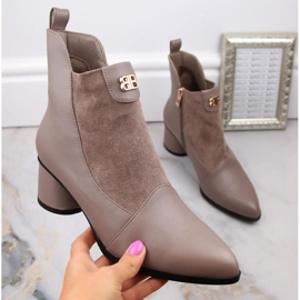 D&amp;A S.Barski Premium Collection högklackade ankelstövlar W OLI232B, beige 2