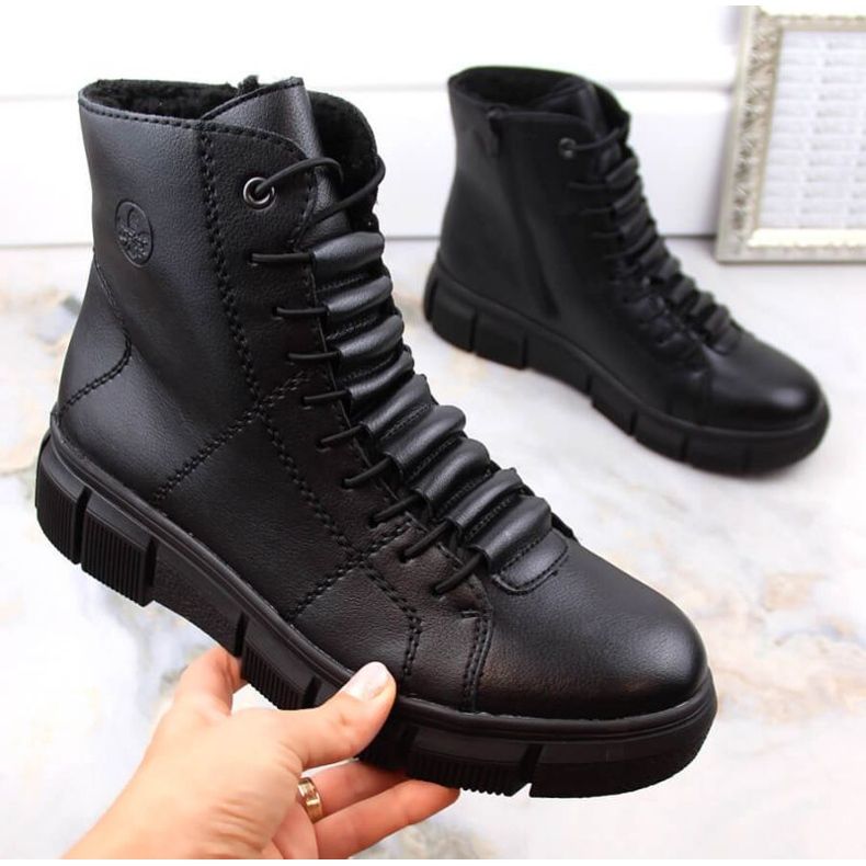 Bekväma, isolerade plattformsstövlar Rieker W RKR493A, svarta 1