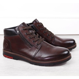 Bekväma läderstövlar isolerade med ull Rieker M RKR625 brun 1