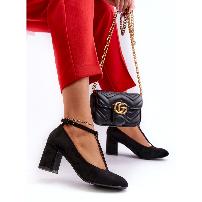 Pumps i ekomocka med stilettklack, svart 2