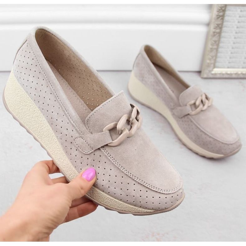 Filippo W PAW507A beige mockaskor i läder 2