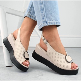 Genombrutna sandaler i läder Filippo W PAW530, beige 1