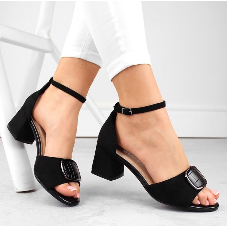 Sergio Leone W SK444A högklackade mockasandaler, svarta 1