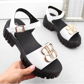 Vinceza W JAN301C högklackade och platåsandaler i läder, vita 1