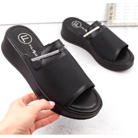 Filippo W PAW538A svart läder wedge mules 1