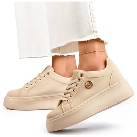 Beige damsneakers med tjock sula TL251-10L/BE 1