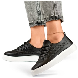 Platformskor för kvinnor, genombrutna sneakers, svarta 777-1B 1