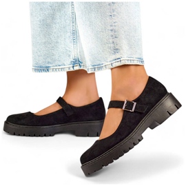 Damskor i mocka med spänne, svart 2720-1B 1