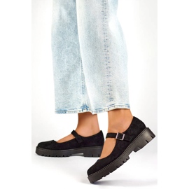 Damskor i mocka med spänne, svart 2720-1B 2