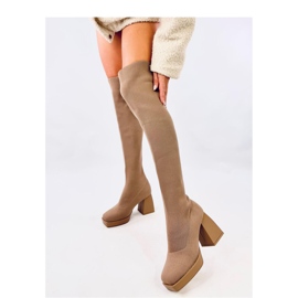 Kaki klackstrumpa lårbyxor beige 1