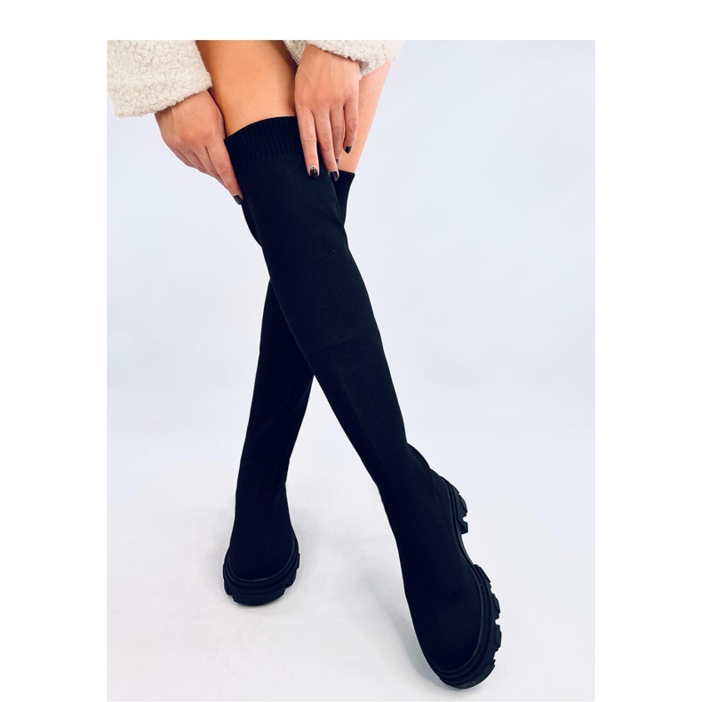 Nusses Svarta over-the-knee boots med elastisk ovandel - Inello 2