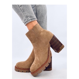 Högklackade ankelboots med skydd beige 1