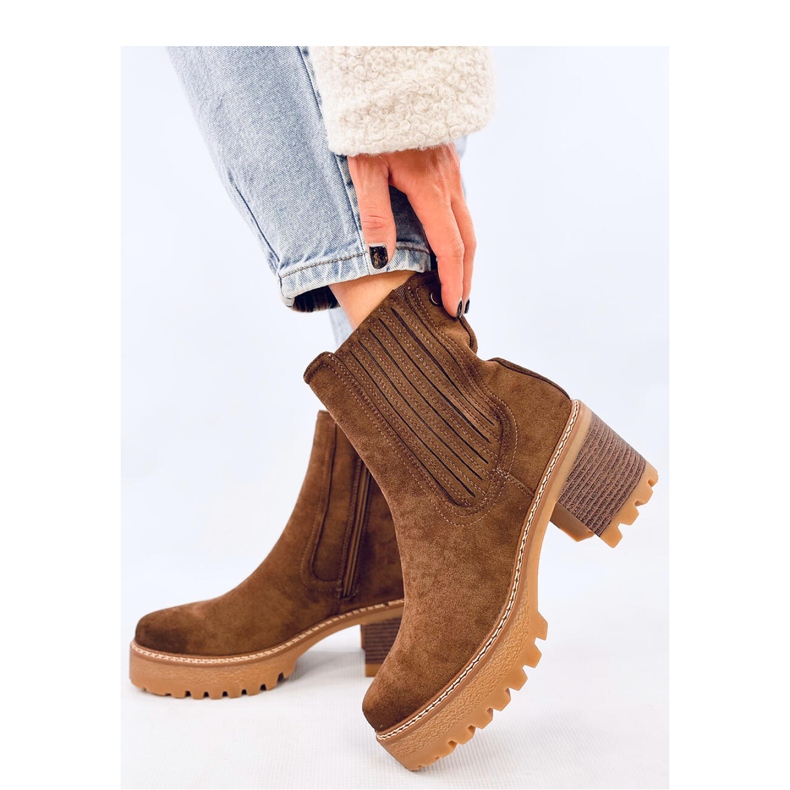 Chelsea boots med höga klackar brun 1