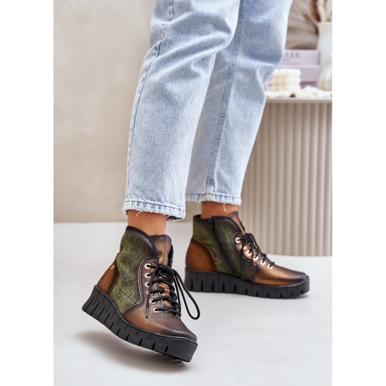 Maciejka 06702-09 Grön/guld ankelboots 1
