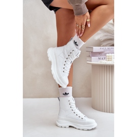 Läderisolerade kvinnors sneakers på den massiva plattformen Big Star OO274A598 Vit 2