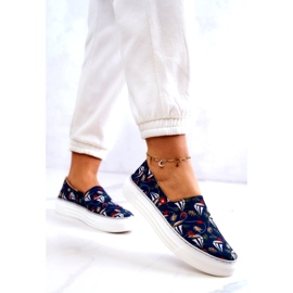 Damsneakers Slip On Memory Foam Big Star JJ276016 Marinblå 2