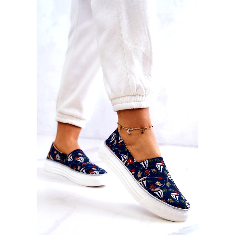 Damsneakers Slip On Memory Foam Big Star JJ276016 Marinblå 2