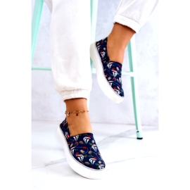 Damsneakers Slip On Memory Foam Big Star JJ276016 Marinblå 3