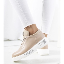 Beige Damsportsneakers på plattformen 2