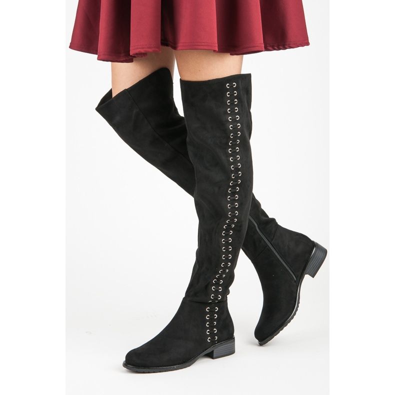 Ideal Shoes Stövlar med dekorativ bindning svart 2