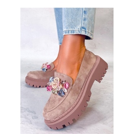 Seastar Plattformsloafers för kvinnor med beige-khaki stenar 1