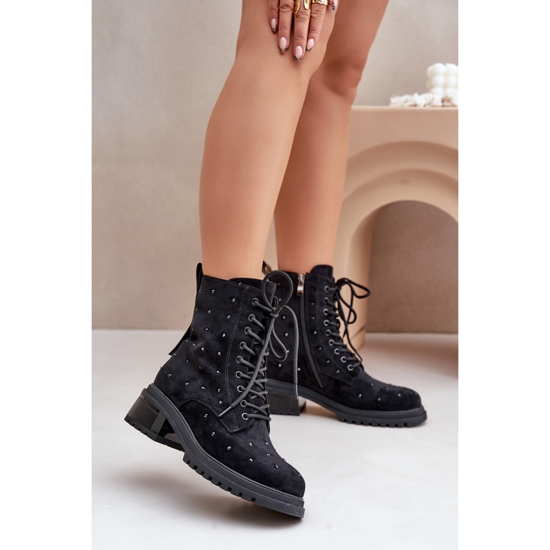 S.Barski Dekorerade isolerade arbetsstövlar för kvinnor D&amp;A MR880-017 Svart 2