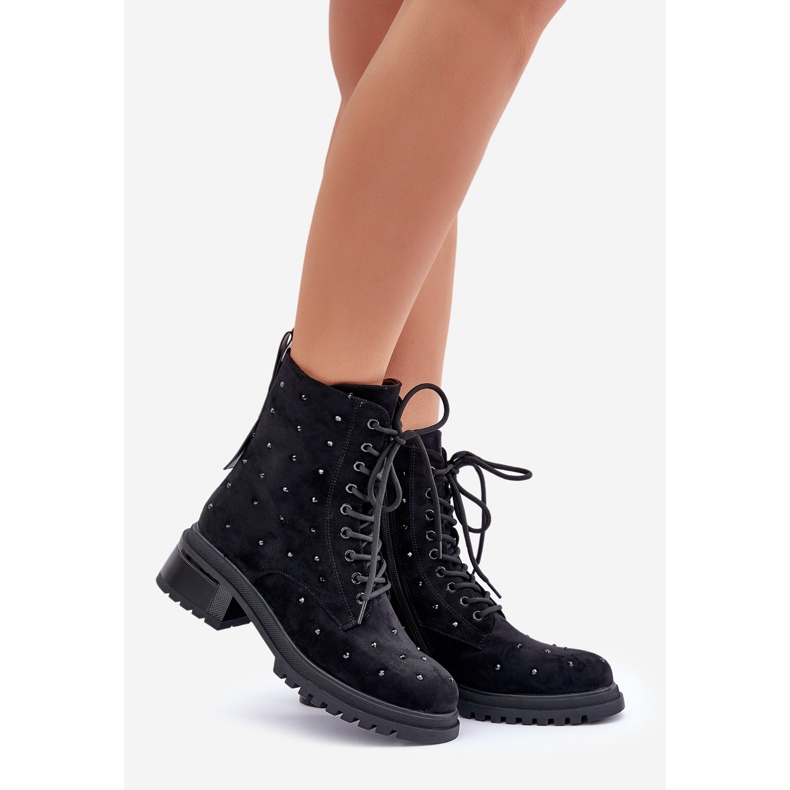 S.Barski Dekorerade isolerade arbetsstövlar för kvinnor D&amp;A MR880-017 Svart 1