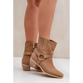 Naturlig mocka högklackat stövlar Zazoo 3444/2 Beige 4