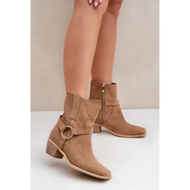Naturlig mocka högklackat stövlar Zazoo 3444/2 Beige 3