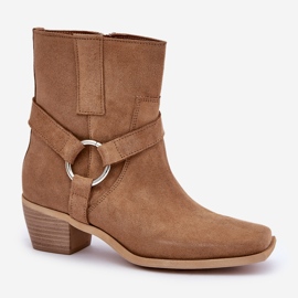 Naturlig mocka högklackat stövlar Zazoo 3444/2 Beige 5