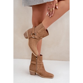 Naturlig mocka högklackat stövlar Zazoo 3444/2 Beige 6