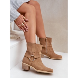 Naturlig mocka högklackat stövlar Zazoo 3444/2 Beige 8