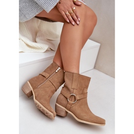 Naturlig mocka högklackat stövlar Zazoo 3444/2 Beige 9