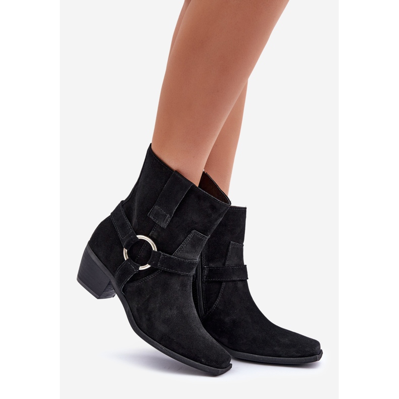 Naturliga mocka stövlar med hög klack Zazoo 3444/2 Svart 1