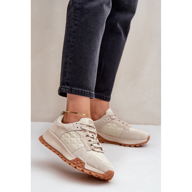 Skinnsneakers dam Big Star OO274A315 Hi-Poly System Beige 2