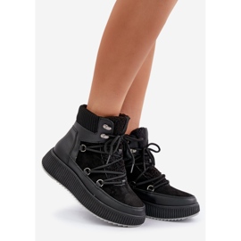 Låga snökängor för kvinnor på plattform, svart 1