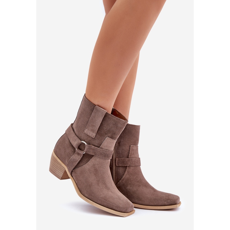 Zazoo 3444/2 bruna högklackade stövlar gjorda av naturlig mocka 1