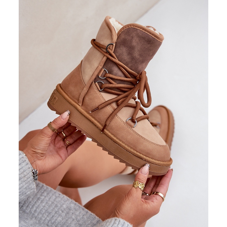 Snöskor för kvinnor på plattform med bindning D.Franklin DFSH370013 Camel brun 2